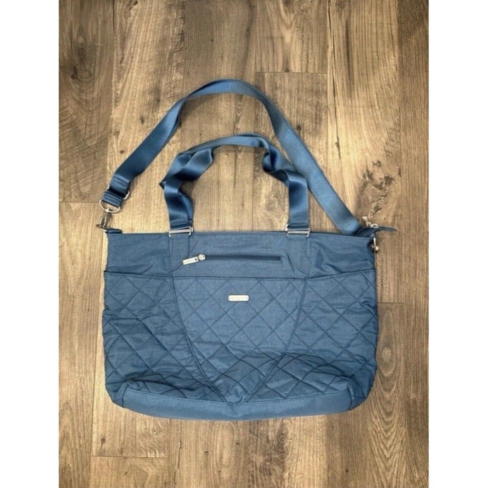 Baggallini Quilted Avenue Tote Shoulder Bag In Slate Blue